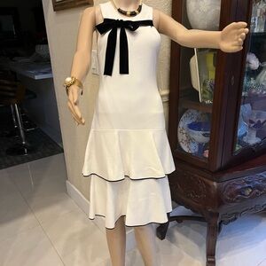 Proenza Schouler White Midi Dress with Black Bow